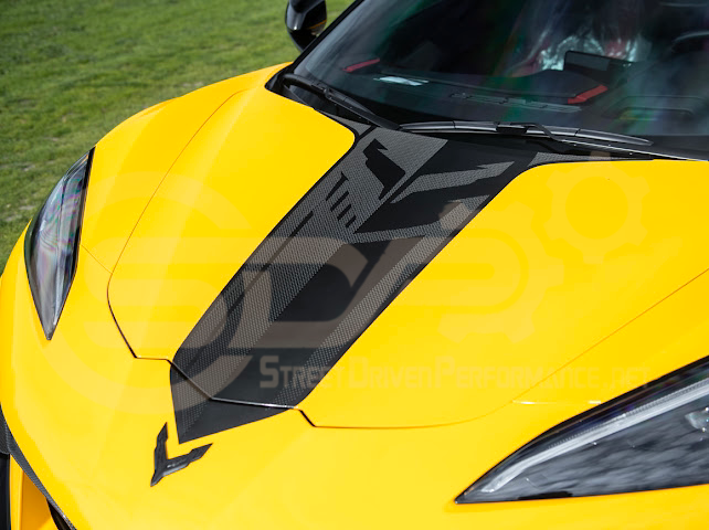 2020-UP CORVETTE C8 BRONZE ACCENT HOOD RACING STRIPE DECAL